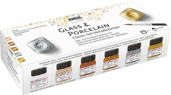 Kreul Kreul Classic Metallic Set Set barv za steklo in porcelan Metallic 6 x 20 ml