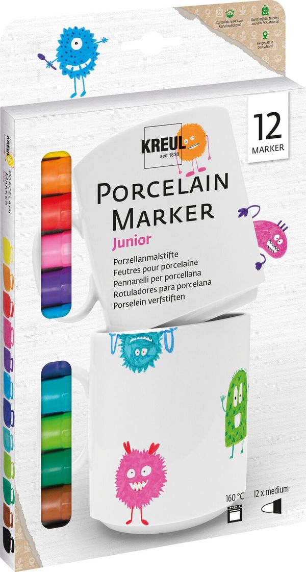 Kreul Kreul Porcelain Marker medium Junior Set Sada fixiek na keramiku 12 kos.