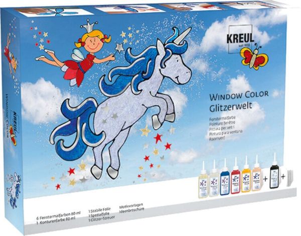 Kreul Kreul Window glitter fantasy Set steklenih barv 80 ml