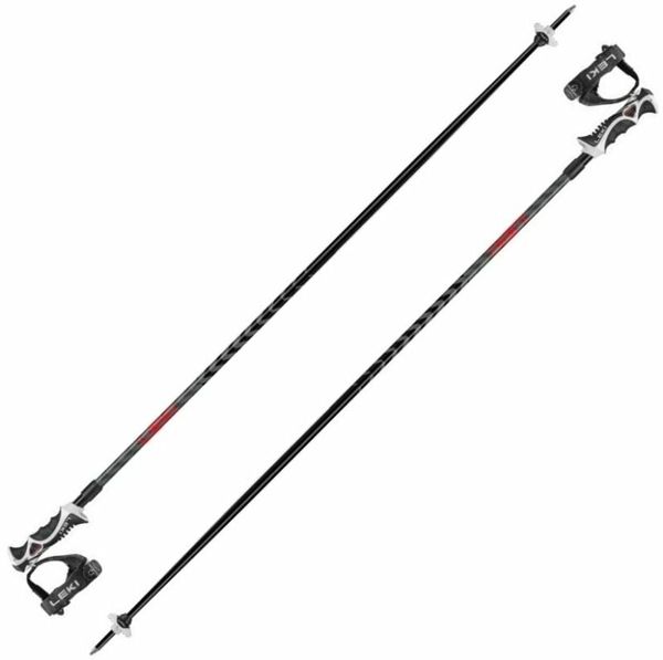 Leki Leki Hot Shot S Eloxal Black/Anodized Grey/Bright Red 120 cm Smučarske palice