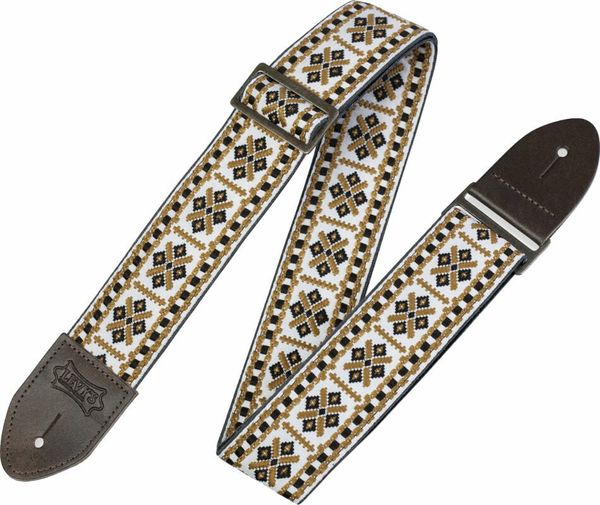 Levys Levys M8HTV-07 Print Series 2" Vintage Hootenanny Jacquard Weave Guitar Strap Beige