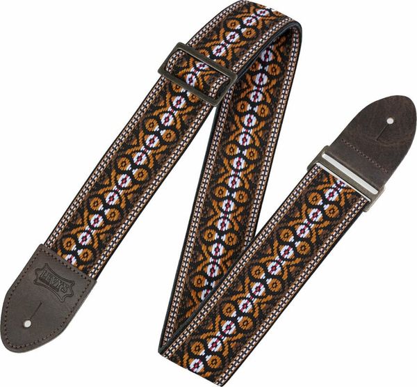 Levys Levys M8HTV-20 Print Series 2" Vintage Hootenanny Jacquard Weave Guitar Strap Brown