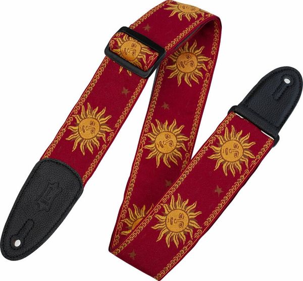 Levys Levys MPJG-SUN-RED Print Series 2" Sun Design Jacquard Weave Guitar Strap Red