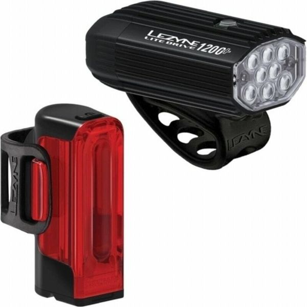 Lezyne Lezyne Lite Drive 1200+/Strip Drive Pro 400+ Pair Satin Black/Black Front 1200 lm / Rear 400 lm Kolesarska luč