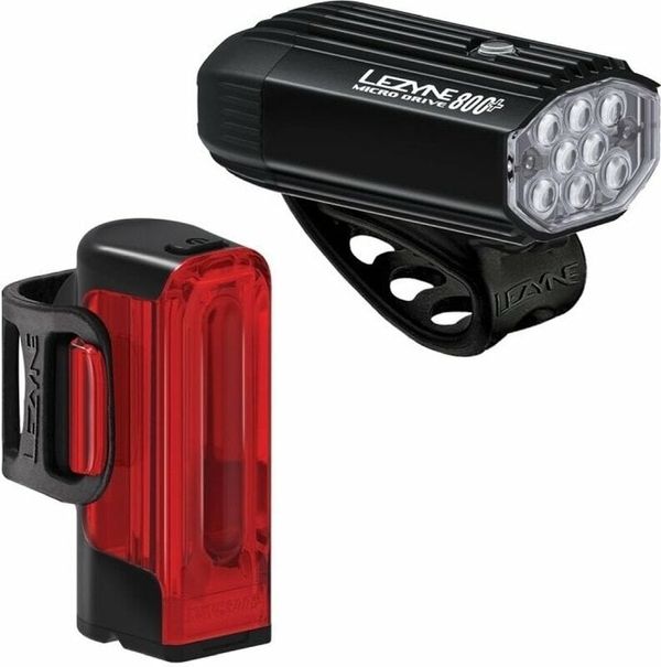 Lezyne Lezyne Micro Drive 800+/Strip Drive 300+ Pair Satin Black/Black Front 800 lm / Rear 300 lm Kolesarska luč