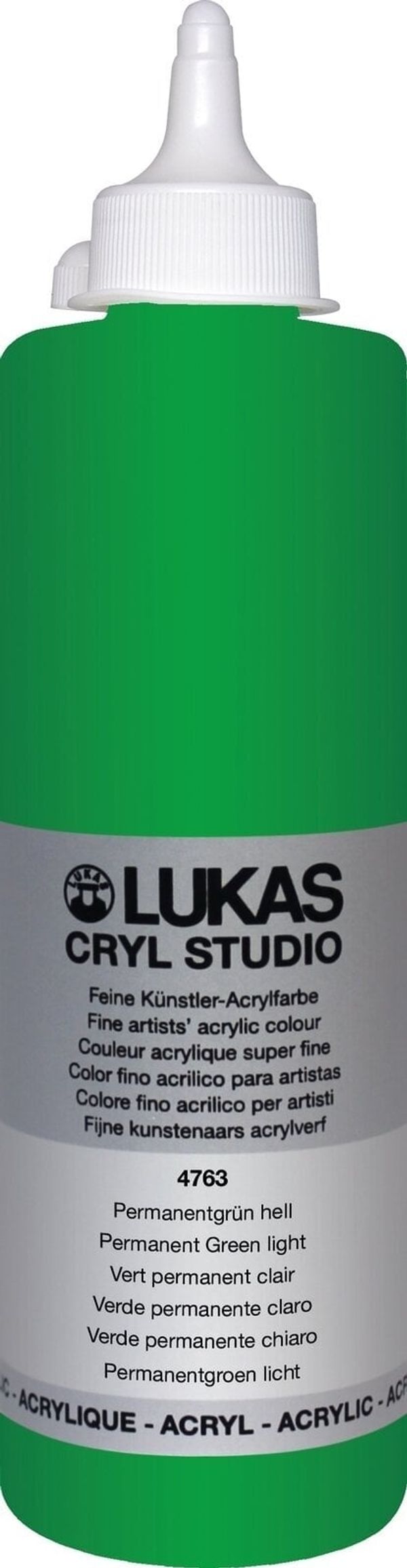 Lukas Lukas Cryl Studio Plastic Bottle Akrilna barva Permanent Green Light 500 ml 1 kos