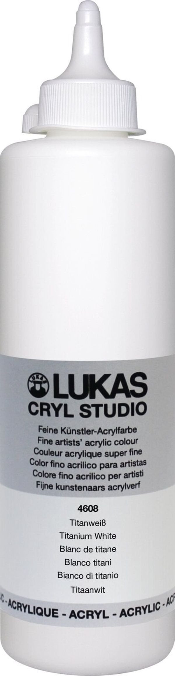 Lukas Lukas Cryl Studio Plastic Bottle Akrilna barva Titanium White 500 ml 1 kos