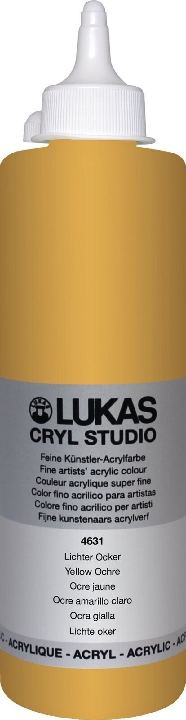 Lukas Lukas Cryl Studio Plastic Bottle Akrilna barva Yellow Ochre 500 ml 1 kos