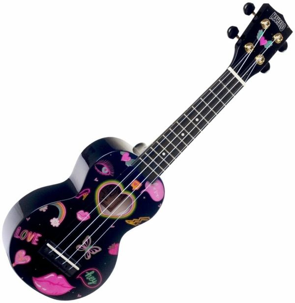Mahalo Mahalo Heart Soprano ukulele Heart Black