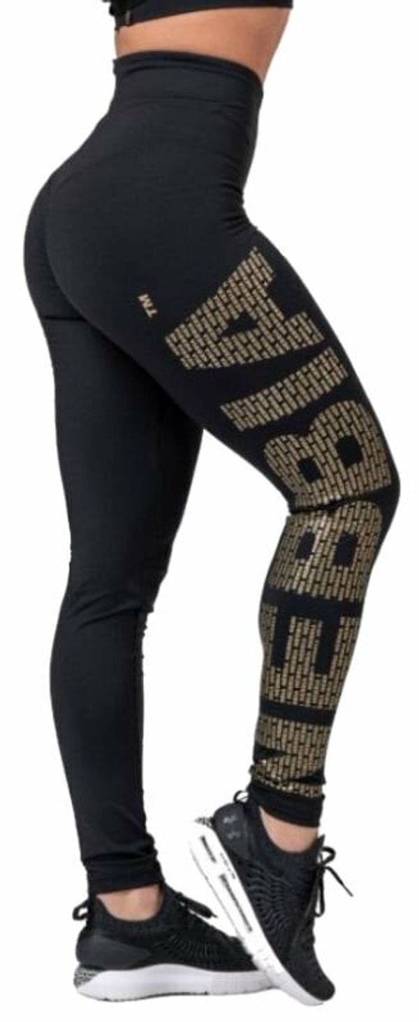 Nebbia Nebbia Gold Print Leggings Black L Fitnes hlače