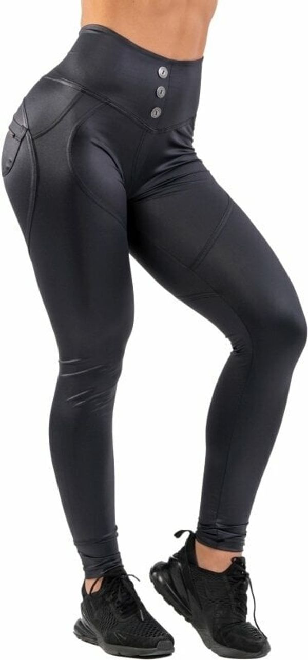 Nebbia Nebbia High Waist Glossy Look Bubble Butt Pants Volcanic Black XS Fitnes hlače