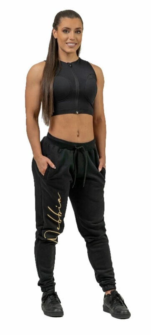 Nebbia Nebbia High-Waist Joggers INTENSE Signature Black/Gold S Fitnes hlače