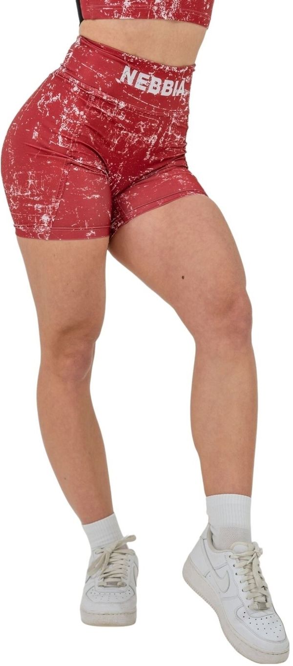 Nebbia Nebbia High Waisted Leggings Shorts 5" Hammies Red M Fitnes hlače