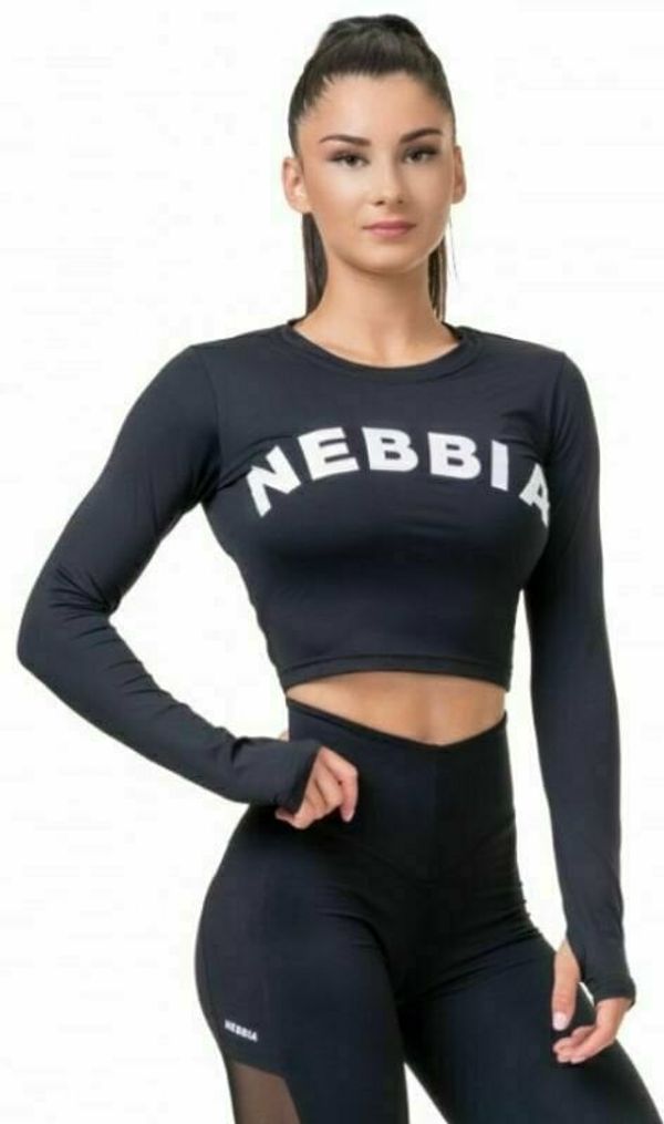Nebbia Nebbia Long Sleeve Thumbhole Sporty Crop Top Črna XS Fitnes majica