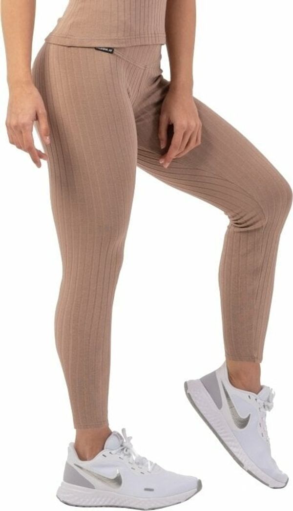 Nebbia Nebbia Organic Cotton Ribbed High-Waist Leggings Brown M Fitnes hlače