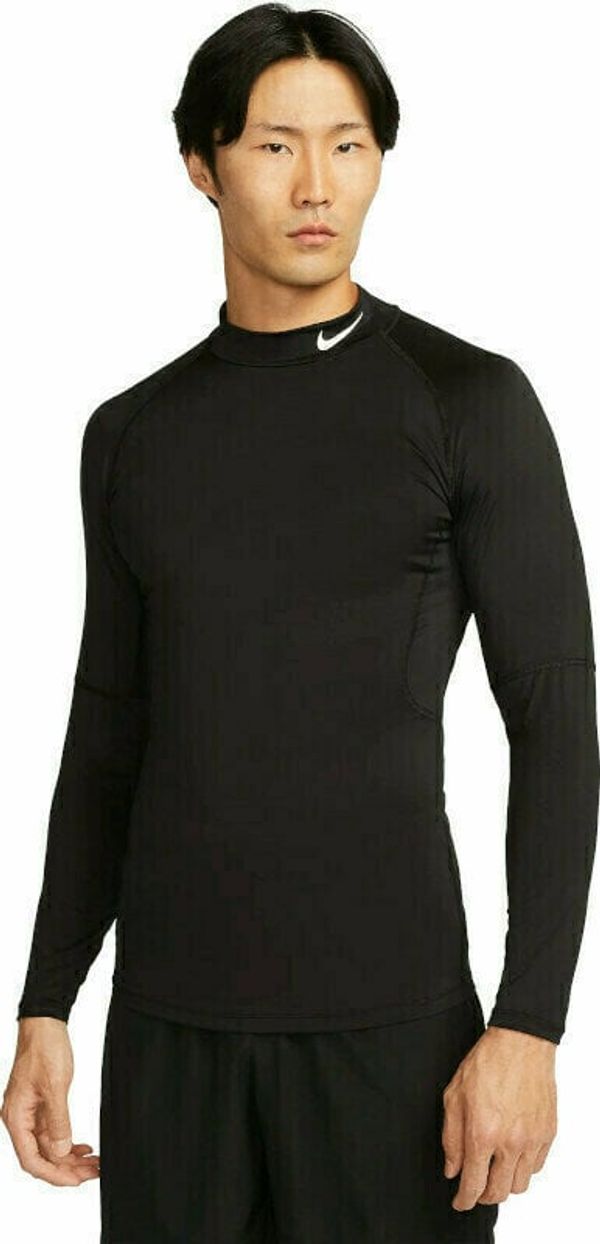 Nike Nike Dri-Fit Fitness Mock-Neck Long-Sleeve Mens Top Black/White L Fitnes majica