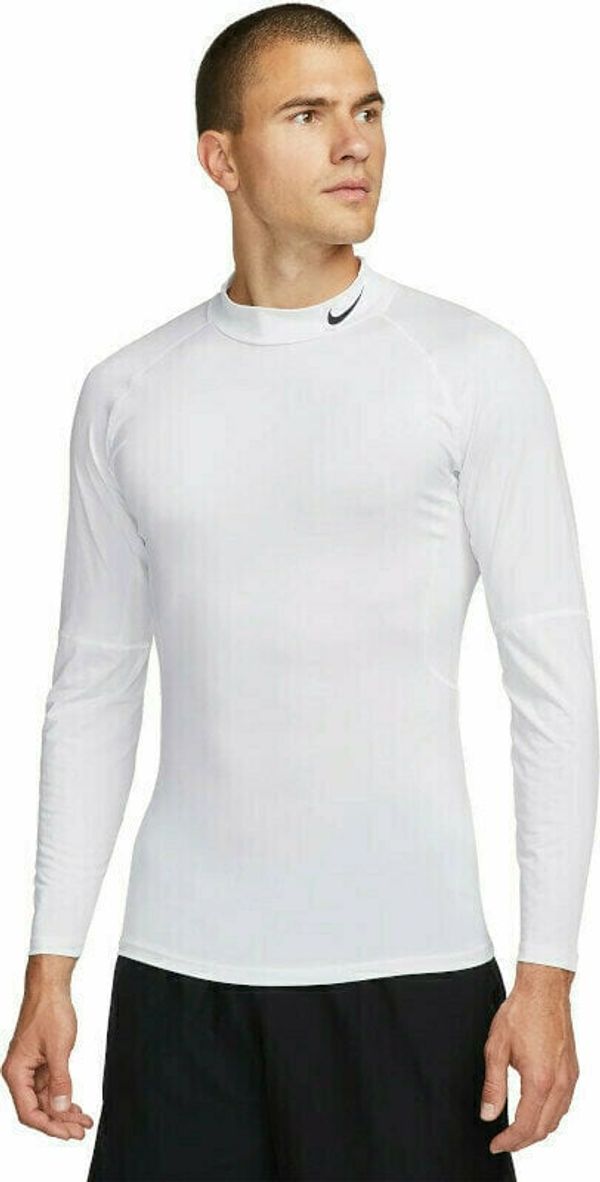 Nike Nike Dri-Fit Fitness Mock-Neck Long-Sleeve Mens Top White/Black 2XL Fitnes majica