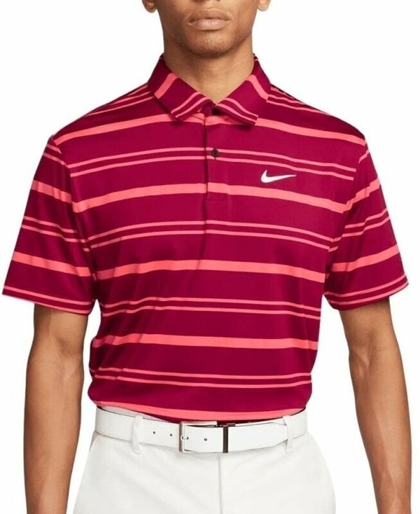 Nike Nike Dri-Fit Tour Mens Stripe Noble Red/Ember Glow/White XL Polo majice