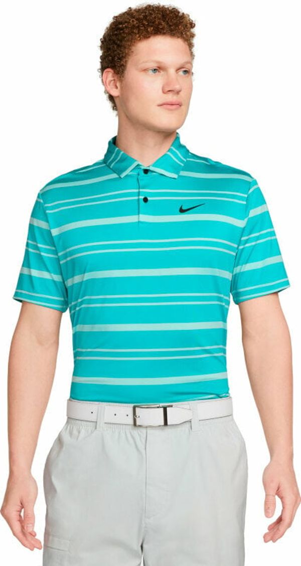 Nike Nike Dri-Fit Tour Mens Striped Golf Polo Teal Nebula/Jade Ice/Black XL
