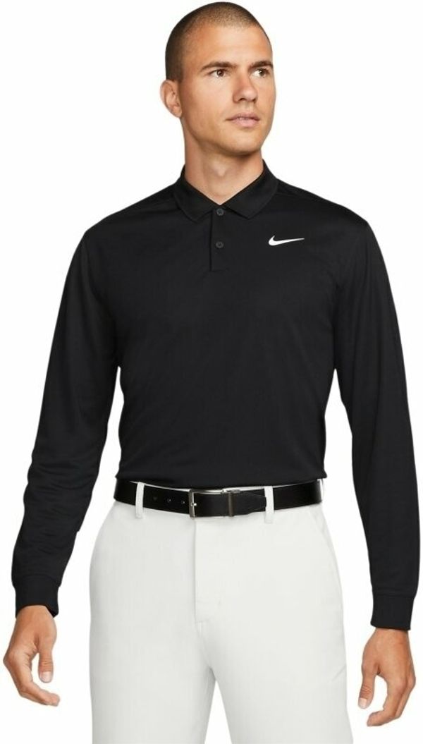 Nike Nike Dri-Fit Victory Solid Mens Long Sleeve Polo Black/White L