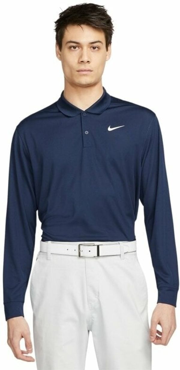 Nike Nike Dri-Fit Victory Solid Mens Long Sleeve Polo College Navy/White M
