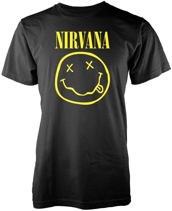 Nirvana Nirvana Majica Yellow Happy Face Unisex Black 2XL