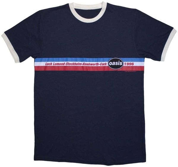 Oasis Oasis Majica 1996 Tour Horizontal Stripes Ringer Unisex Navy Blue 2XL