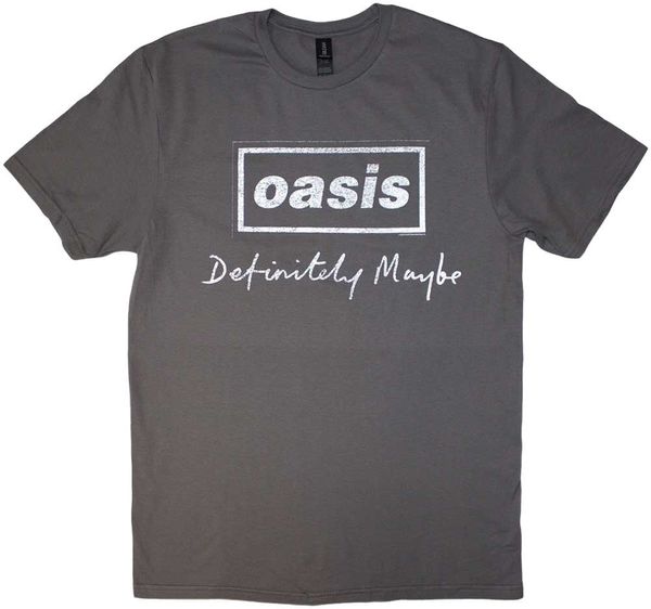 Oasis Oasis Majica Definitely Maybe Distressed Text Logo Unisex Charcoal Grey 2XL