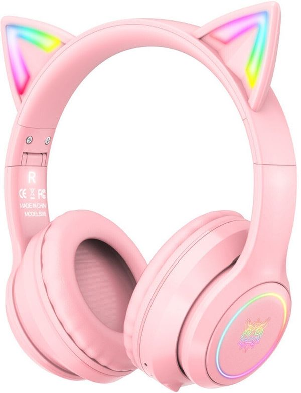 Onikuma Onikuma B90 RGB Cat Ear Bluetooth Wireless Gaming Headset Roza PC slušalke