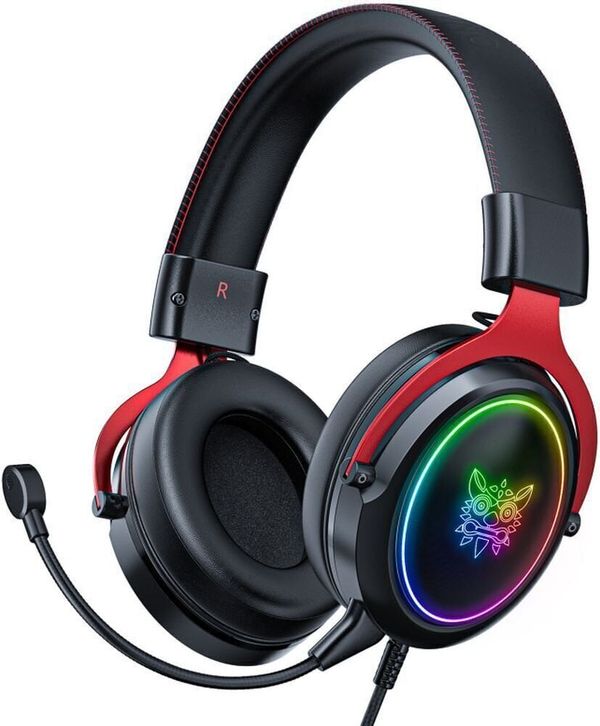 Onikuma Onikuma X10 RGB Wired Gaming Headset With Detachable Mic Black Red