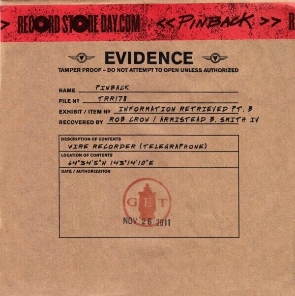 Pinback Pinback - 7-Information Retrieved Part B (7" Vinyl)