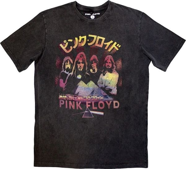 Pink Floyd Pink Floyd Majica Japan Poster Stone Wash Unisex Charcoal Grey 2XL