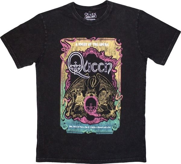 Queen Queen Majica A Night At The Opera Tour '76 Stone Wash Unisex Black 2XL