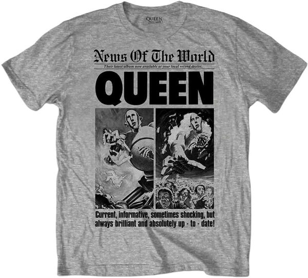 Queen Queen Majica News of the World 40th Front Page Unisex Grey 2XL