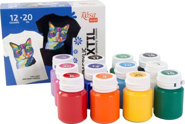 Rosa Rosa 134122 Set barv za tekstil 12 x 20 ml
