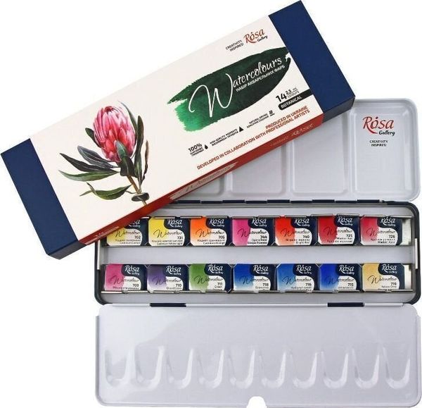 Rosa Rosa 340202 Set akvarelnih barv Botanical 14 x 2,5 ml