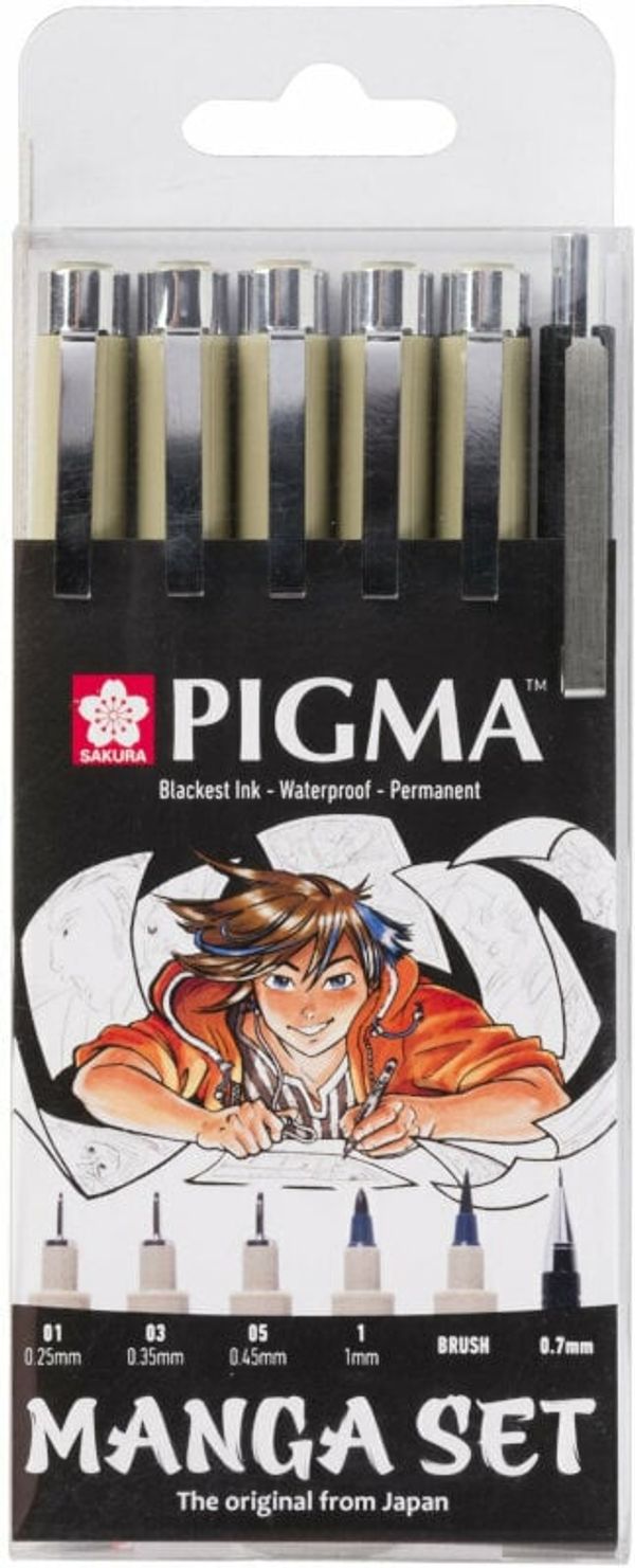Sakura Sakura Pigma Micron Manga Tehnična pisala Black 6 kos.