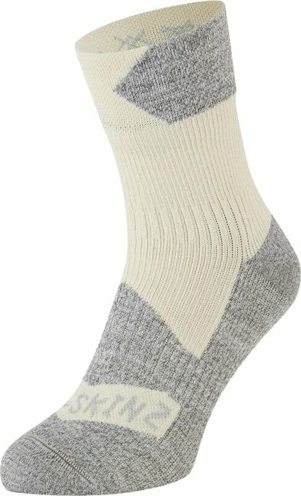 Sealskinz Sealskinz Bircham Waterproof All Weather Ankle Length Sock Cream/Grey Marl M Kolesarske nogavice