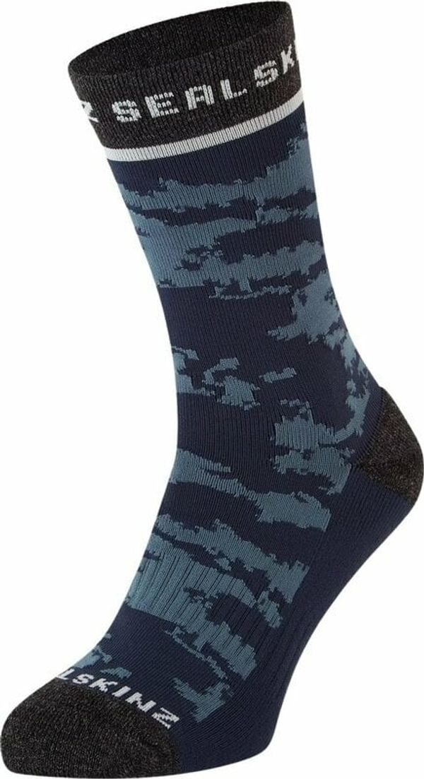 Sealskinz Sealskinz Reepham Mid Length Jacquard Active Sock Navy/Grey/Cream S/M Kolesarske nogavice