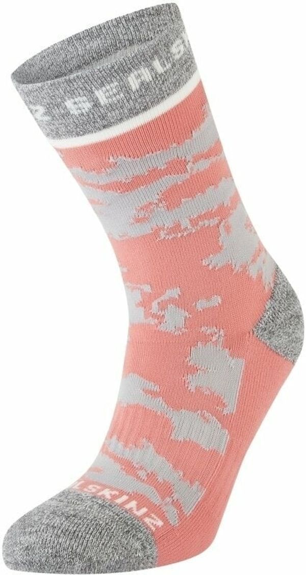 Sealskinz Sealskinz Reepham Mid Length Women's Jacquard Active Sock Pink/Light Grey Marl/Cream S/M Kolesarske nogavice