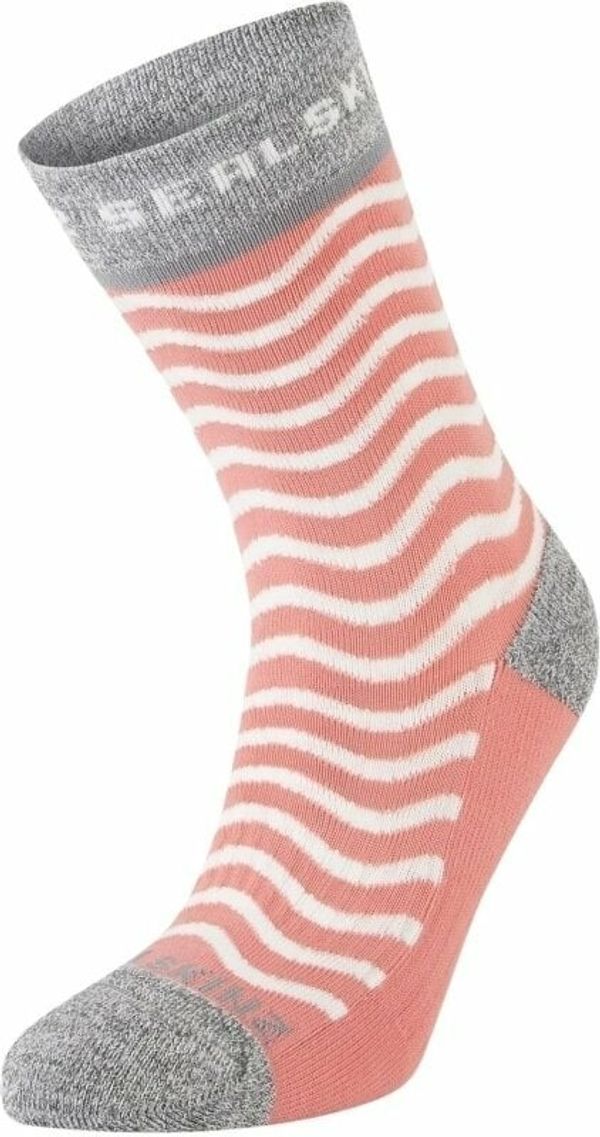 Sealskinz Sealskinz Rudham Mid Length Women's Meteorological Active Sock Pink/Cream/Grey L/XL Kolesarske nogavice