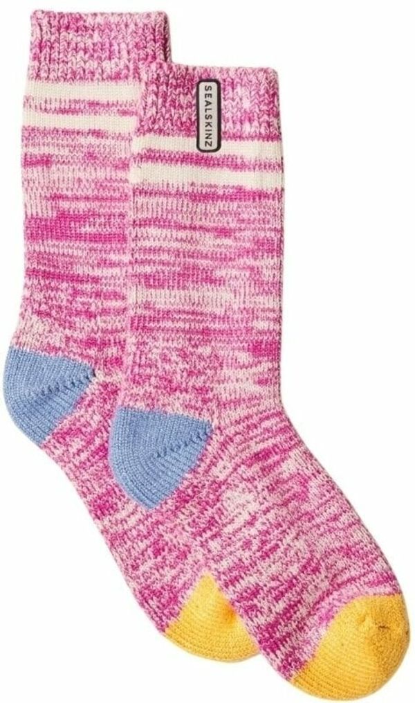 Sealskinz Sealskinz Thwaite Bamboo Mid Length Women's Twisted Sock Pink/Green/Blue/Cream L/XL Kolesarske nogavice