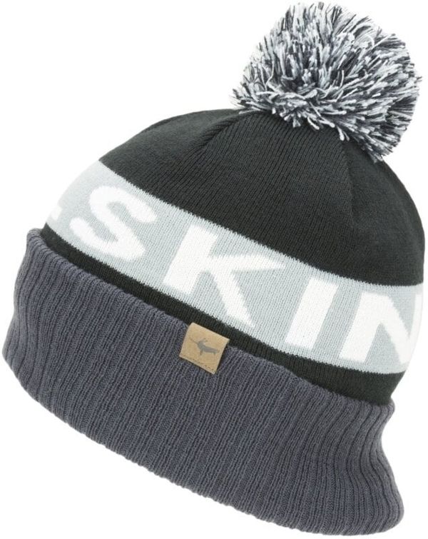 Sealskinz Sealskinz Water Repellent Cold Weather Bobble Hat Black/Grey/White/Black 2XL Kapa