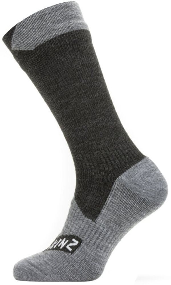 Sealskinz Sealskinz Waterproof All Weather Mid Length Sock Black/Grey Marl M Kolesarske nogavice