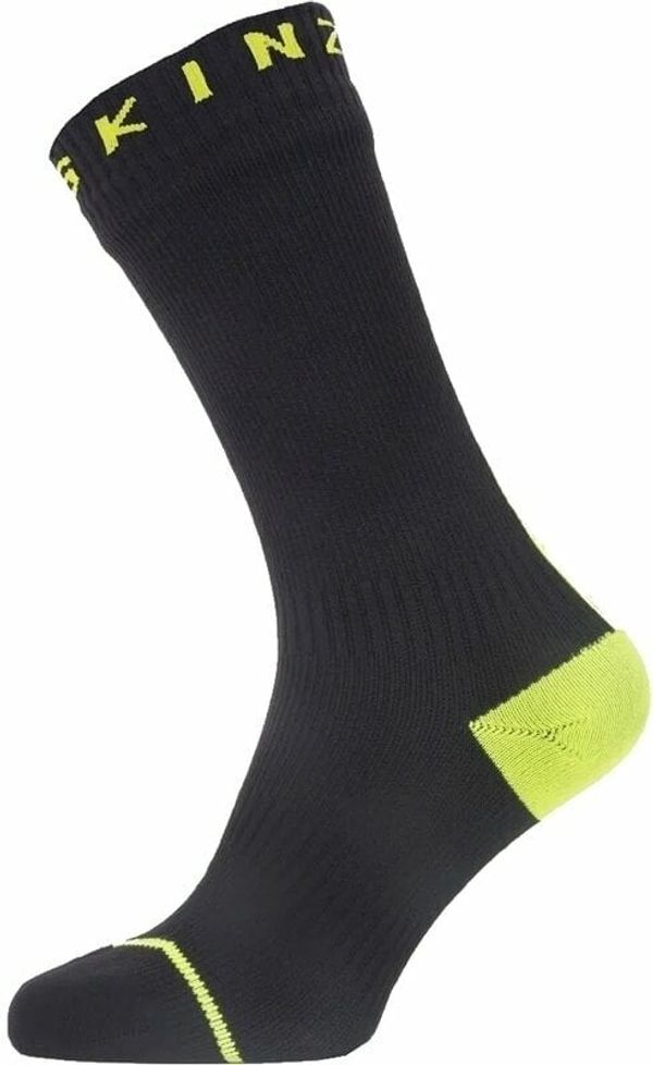 Sealskinz Sealskinz Waterproof All Weather Mid Length Sock With Hydrostop Black/Neon Yellow M Kolesarske nogavice