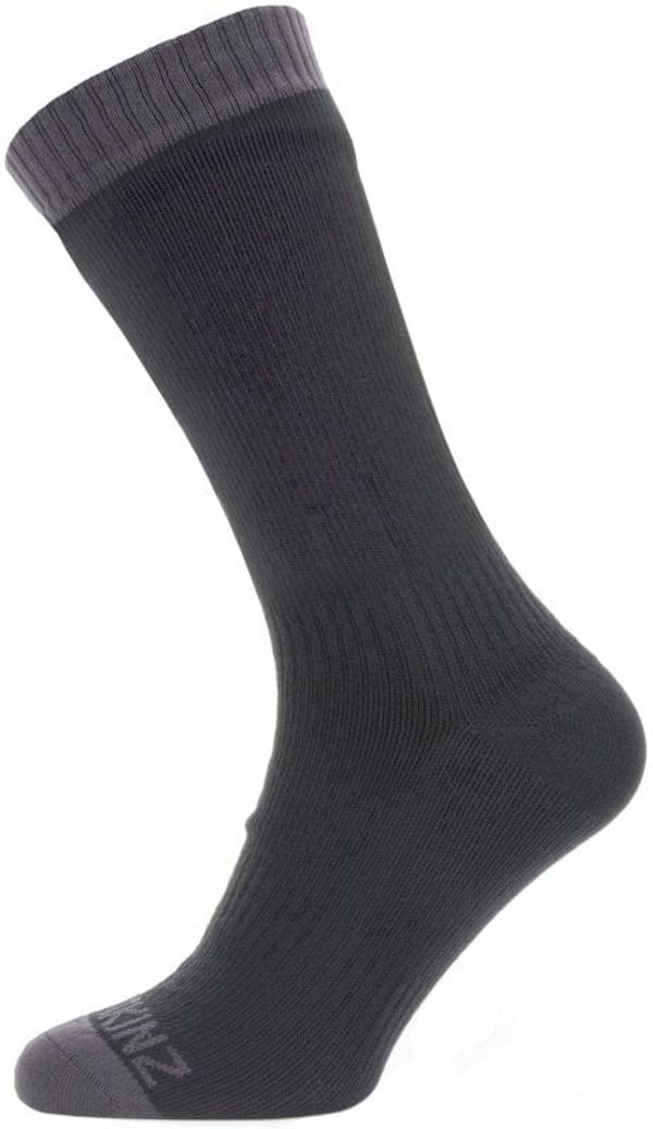Sealskinz Sealskinz Waterproof Warm Weather Mid Length Sock Black/Grey L Kolesarske nogavice