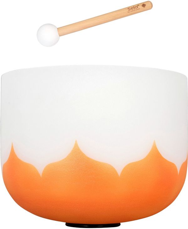 Sela Sela 10" Crystal Singing Bowl Lotus 432 Hz D - Orange (Sacral Chakra) incl. 1 Wood Mallet