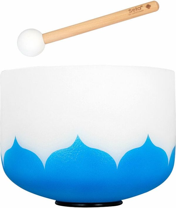 Sela Sela 10" Crystal Singing Bowl Lotus 440 Hz G - Blue (Throat Chakra) incl. 1 Wood Mallet