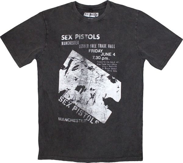 Sex Pistols Sex Pistols Majica Manchester Flyer Stone Wash Unisex Charcoal Grey 2XL