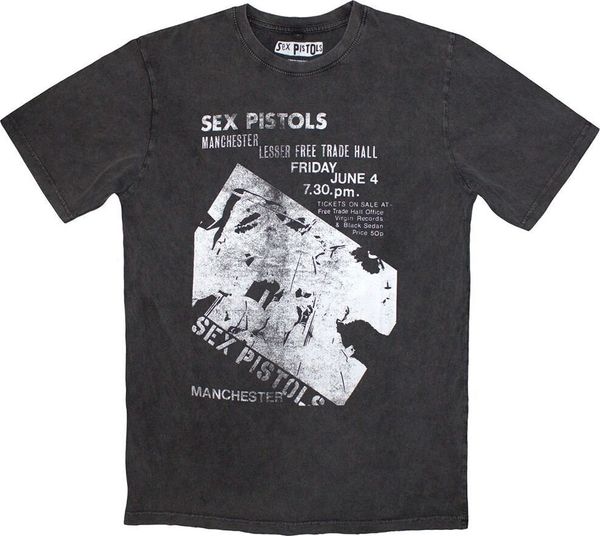 Sex Pistols Sex Pistols Majica Manchester Flyer Stone Wash Unisex Charcoal Grey S